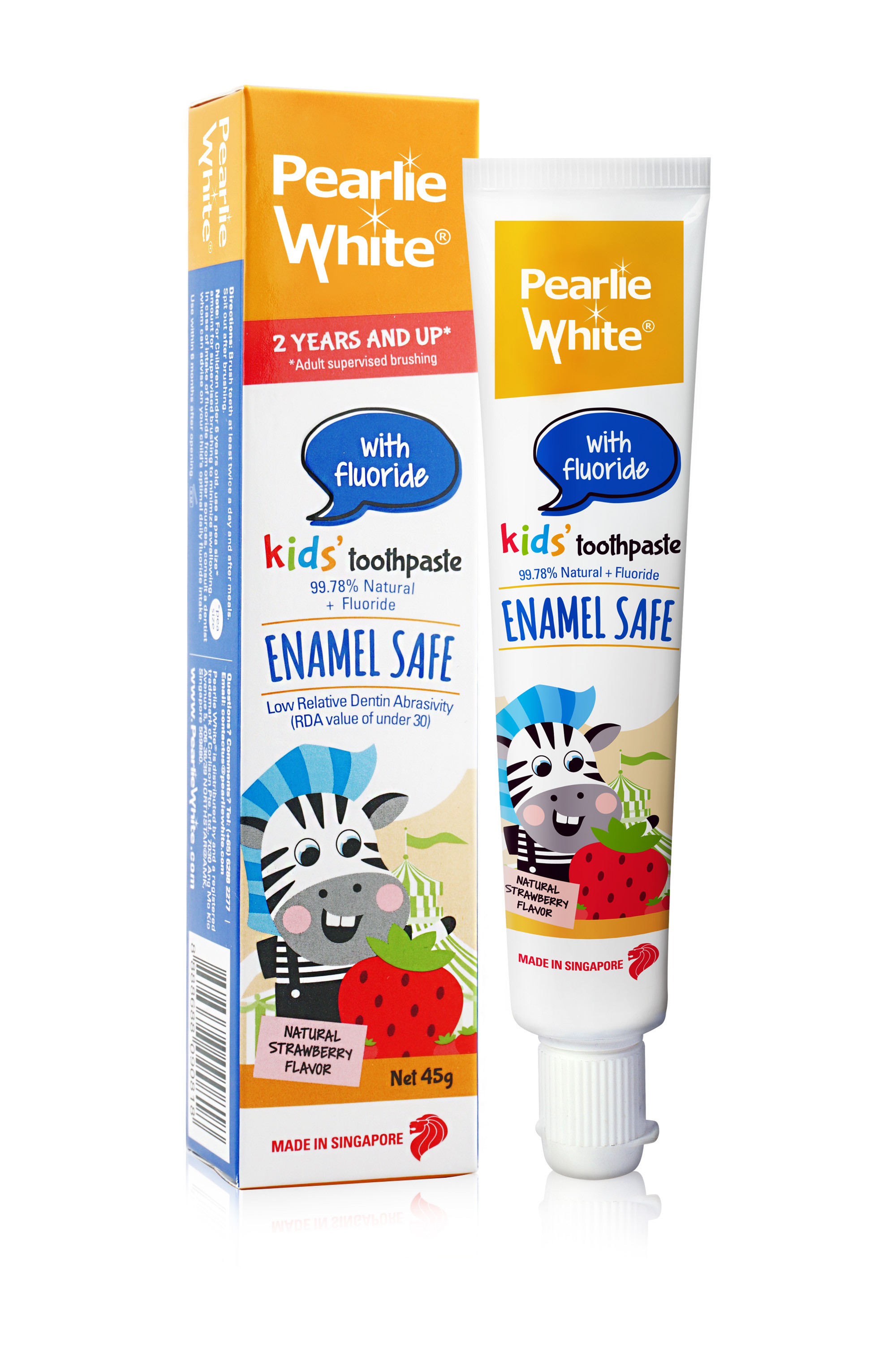 Pearlie White Enamel Safe Kid's Toothpaste (Fluoride 1000ppm) 45g